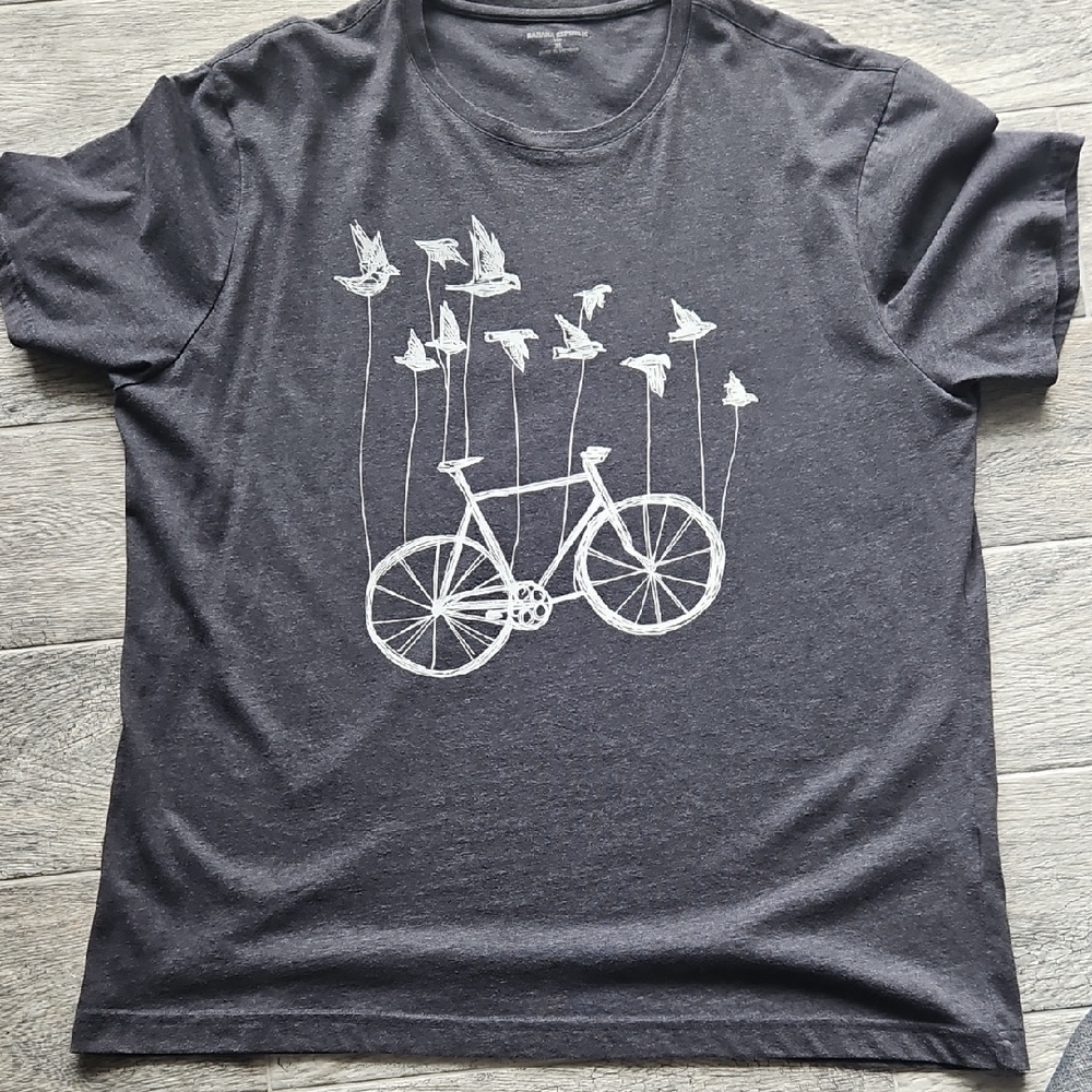 Banana Republic Charcoal Tee with Bicycle and Birds Design